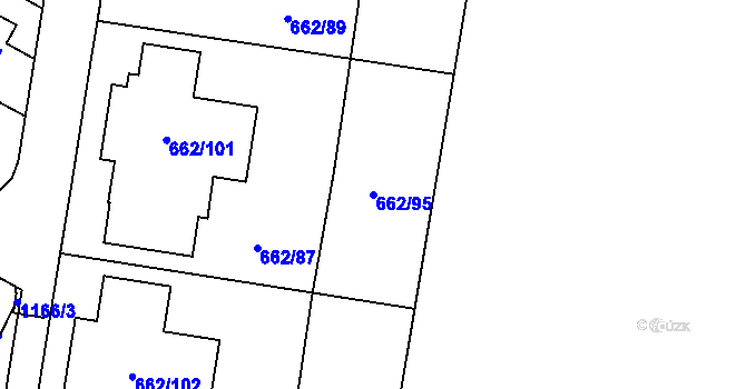 Parcela st. 662/95 v KÚ Lipůvka, Katastrální mapa