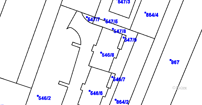Parcela st. 546/8 v KÚ Lipůvka, Katastrální mapa