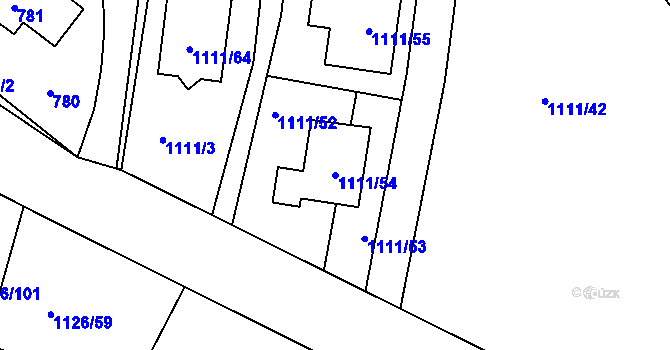 Parcela st. 1111/54 v KÚ Lipůvka, Katastrální mapa