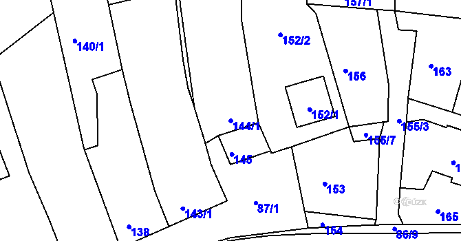 Parcela st. 144/1 v KÚ Lipůvka, Katastrální mapa