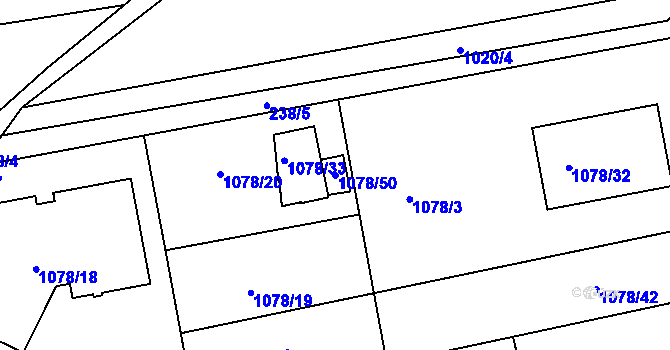 Parcela st. 1078/50 v KÚ Lipůvka, Katastrální mapa
