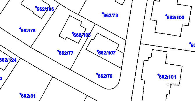 Parcela st. 662/107 v KÚ Lipůvka, Katastrální mapa