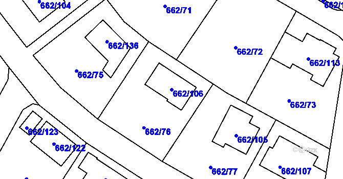 Parcela st. 662/106 v KÚ Lipůvka, Katastrální mapa