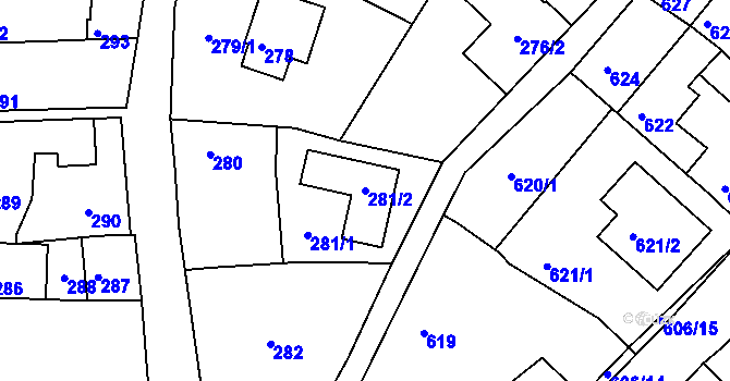 Parcela st. 281/2 v KÚ Lipůvka, Katastrální mapa
