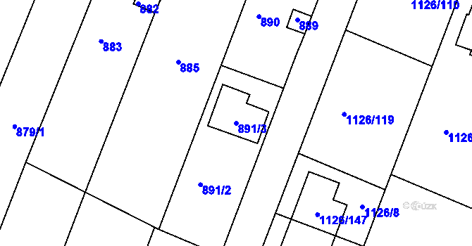 Parcela st. 891/3 v KÚ Lipůvka, Katastrální mapa