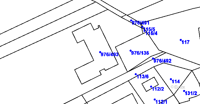 Parcela st. 976/493 v KÚ Lipůvka, Katastrální mapa