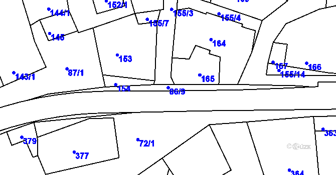 Parcela st. 86/9 v KÚ Lipůvka, Katastrální mapa