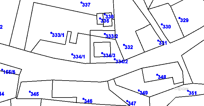 Parcela st. 334/3 v KÚ Lipůvka, Katastrální mapa