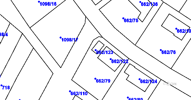 Parcela st. 662/123 v KÚ Lipůvka, Katastrální mapa
