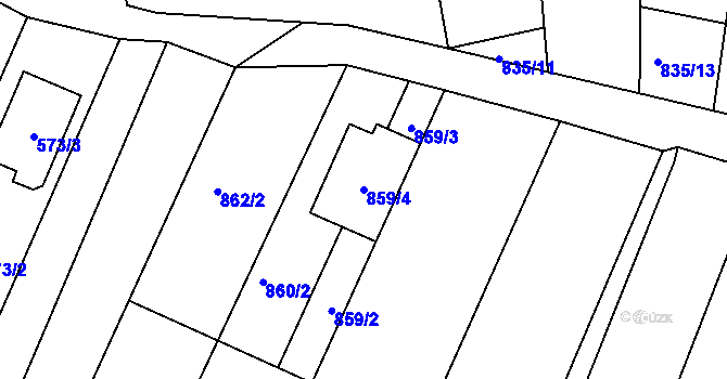 Parcela st. 859/4 v KÚ Lipůvka, Katastrální mapa