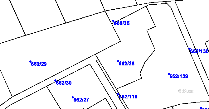 Parcela st. 662/129 v KÚ Lipůvka, Katastrální mapa
