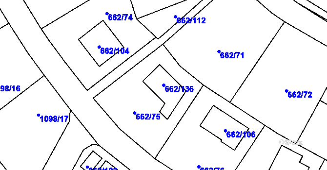 Parcela st. 662/136 v KÚ Lipůvka, Katastrální mapa