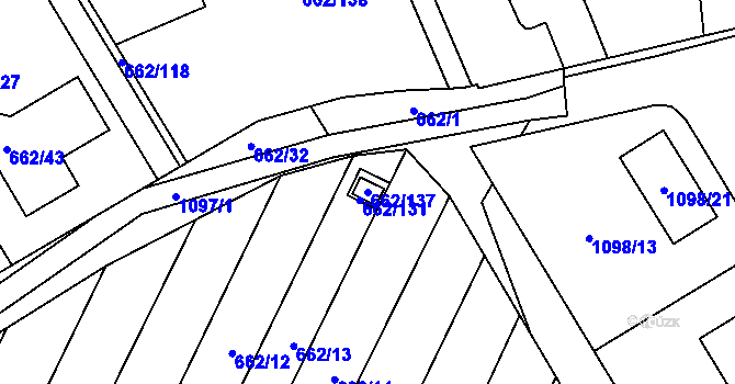 Parcela st. 662/137 v KÚ Lipůvka, Katastrální mapa