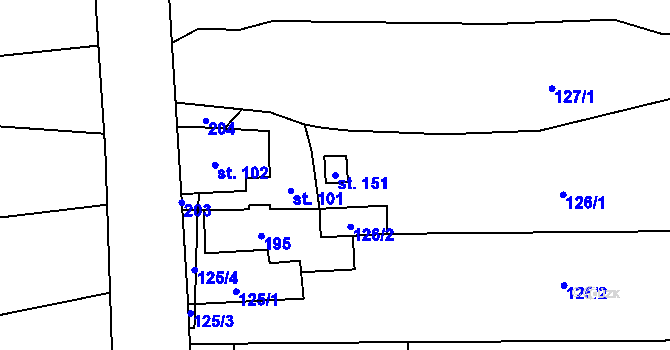 Parcela st. 151 v KÚ Lípy, Katastrální mapa