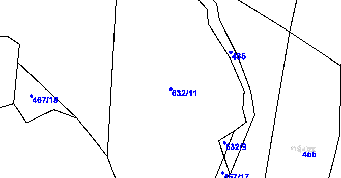 Parcela st. 632/11 v KÚ Lhota u Lísku, Katastrální mapa