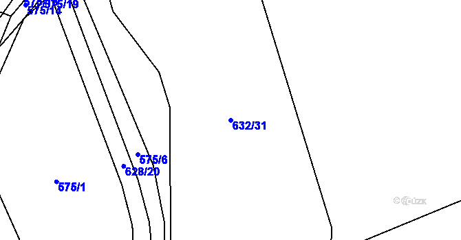 Parcela st. 632/31 v KÚ Lhota u Lísku, Katastrální mapa
