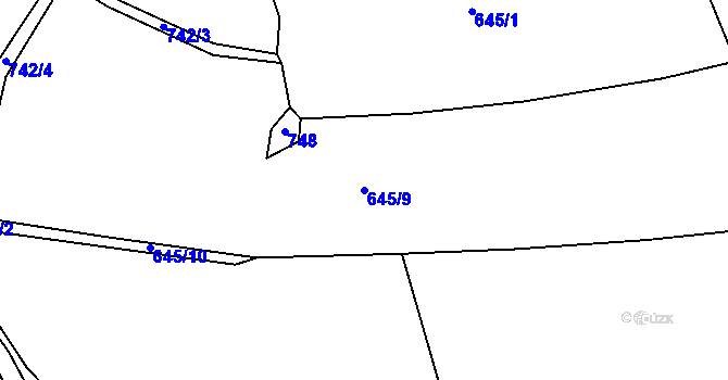 Parcela st. 645/9 v KÚ Lhota u Lísku, Katastrální mapa