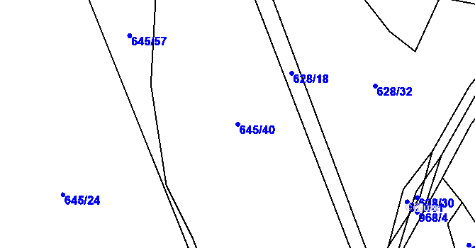 Parcela st. 645/40 v KÚ Lhota u Lísku, Katastrální mapa