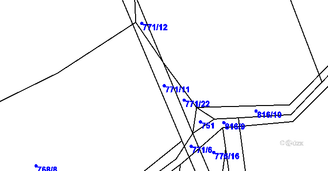 Parcela st. 771/11 v KÚ Lhota u Lísku, Katastrální mapa