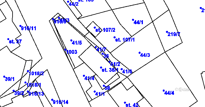 Parcela st. 36 v KÚ Lhota u Lísku, Katastrální mapa