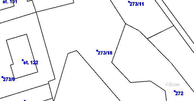 Parcela st. 273/18 v KÚ Lhota u Lísku, Katastrální mapa