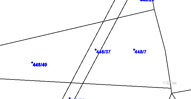 Parcela st. 448/37 v KÚ Lhota u Lísku, Katastrální mapa