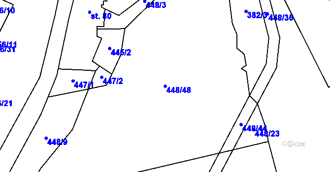 Parcela st. 448/48 v KÚ Lhota u Lísku, Katastrální mapa