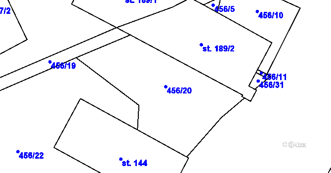 Parcela st. 456/20 v KÚ Lhota u Lísku, Katastrální mapa