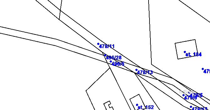 Parcela st. 496/28 v KÚ Lhota u Lísku, Katastrální mapa