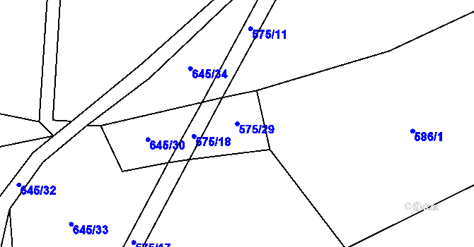 Parcela st. 575/29 v KÚ Lhota u Lísku, Katastrální mapa
