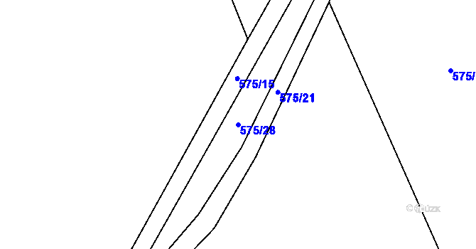 Parcela st. 575/28 v KÚ Lhota u Lísku, Katastrální mapa