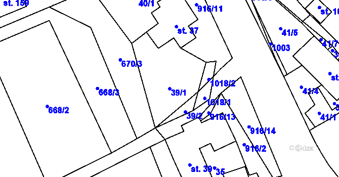 Parcela st. 39/1 v KÚ Lhota u Lísku, Katastrální mapa