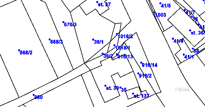 Parcela st. 39/2 v KÚ Lhota u Lísku, Katastrální mapa