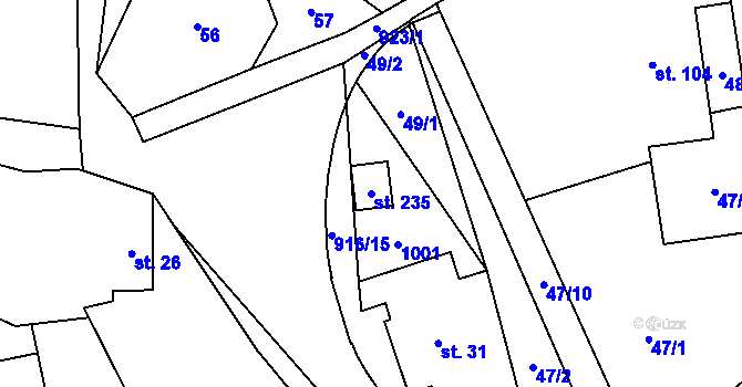 Parcela st. 235 v KÚ Lhota u Lísku, Katastrální mapa