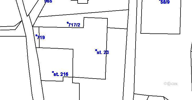 Parcela st. 23 v KÚ Lhota u Lísku, Katastrální mapa