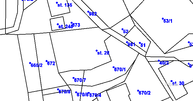 Parcela st. 28 v KÚ Lhota u Lísku, Katastrální mapa