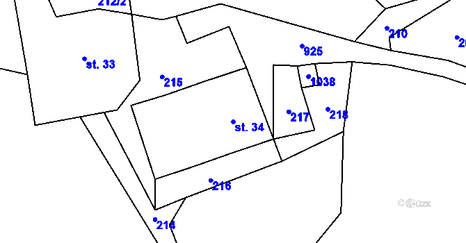 Parcela st. 34 v KÚ Lhota u Lísku, Katastrální mapa