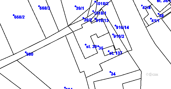 Parcela st. 39 v KÚ Lhota u Lísku, Katastrální mapa