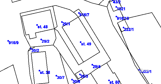 Parcela st. 49 v KÚ Lhota u Lísku, Katastrální mapa