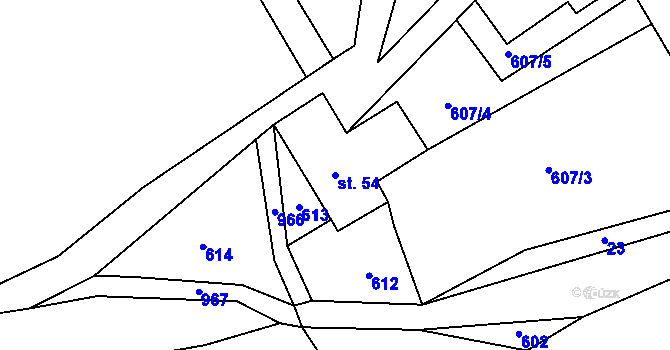 Parcela st. 54 v KÚ Lhota u Lísku, Katastrální mapa