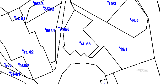 Parcela st. 63 v KÚ Lhota u Lísku, Katastrální mapa