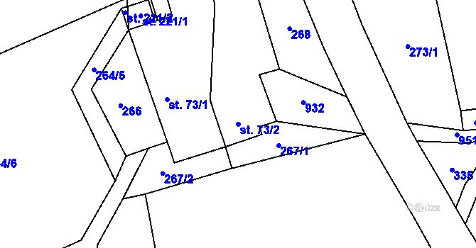 Parcela st. 73/2 v KÚ Lhota u Lísku, Katastrální mapa