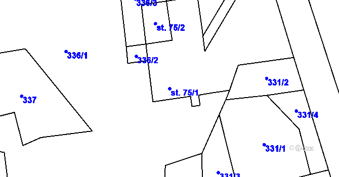 Parcela st. 75/1 v KÚ Lhota u Lísku, Katastrální mapa
