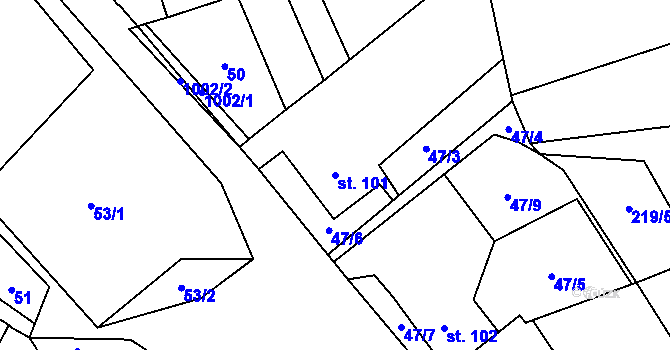 Parcela st. 101 v KÚ Lhota u Lísku, Katastrální mapa