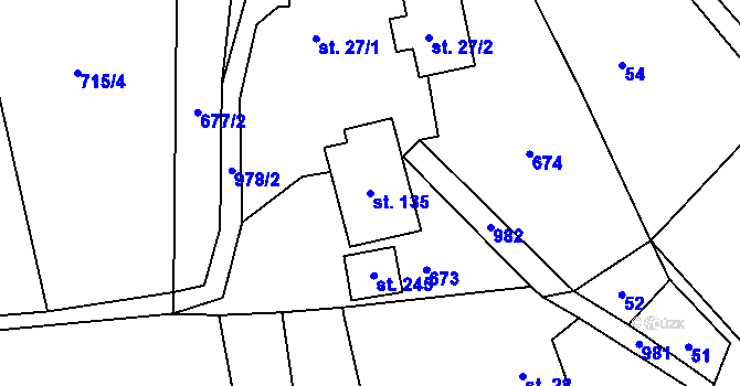 Parcela st. 135 v KÚ Lhota u Lísku, Katastrální mapa
