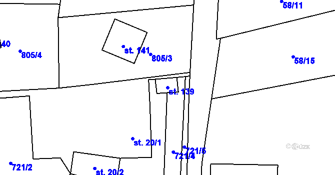 Parcela st. 139 v KÚ Lhota u Lísku, Katastrální mapa