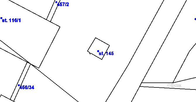 Parcela st. 145 v KÚ Lhota u Lísku, Katastrální mapa