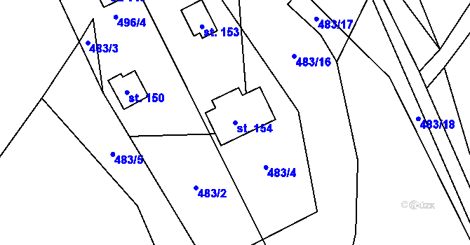 Parcela st. 154 v KÚ Lhota u Lísku, Katastrální mapa