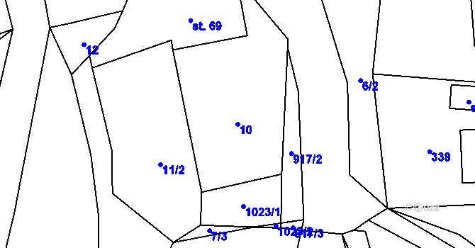 Parcela st. 10 v KÚ Lhota u Lísku, Katastrální mapa