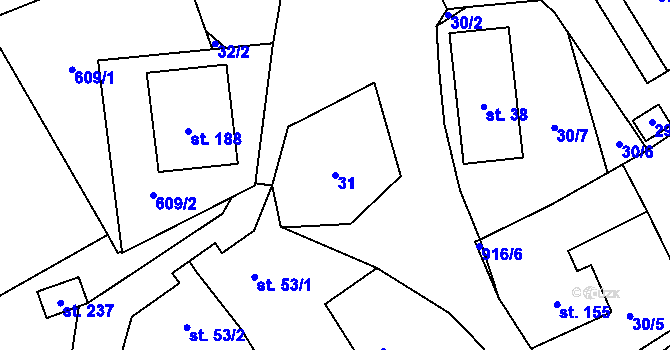 Parcela st. 31 v KÚ Lhota u Lísku, Katastrální mapa